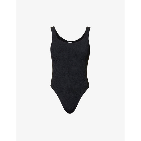 Hunza G Square-neck seersucker-weave swimsuit