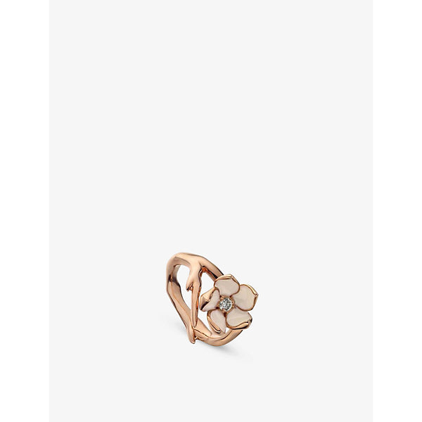 Shaun Leane Cherry Blossom rose gold-plated vermeil and diamond ring