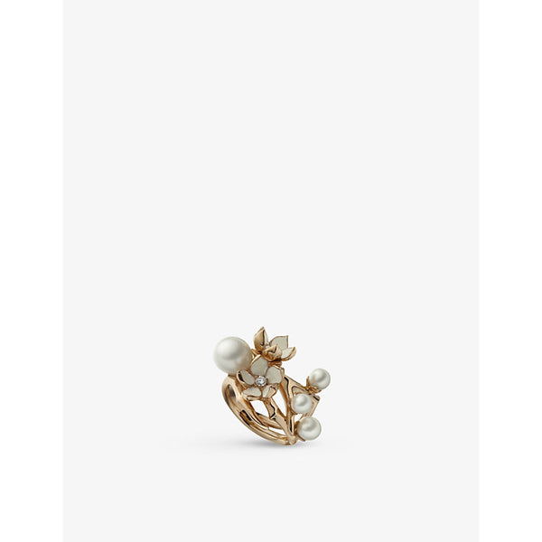 Shaun Leane Cherry Blossom yellow gold-plated vermeil, pearl and diamond ring