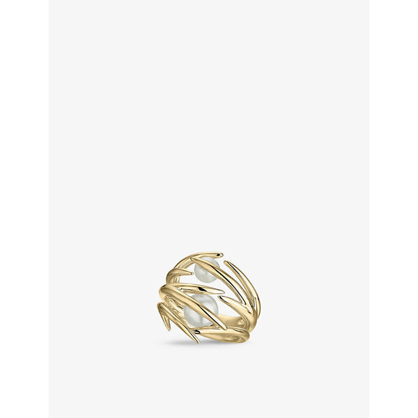 Shaun Leane Cherry Blossom yellow gold-plated vermeil and pearl ring