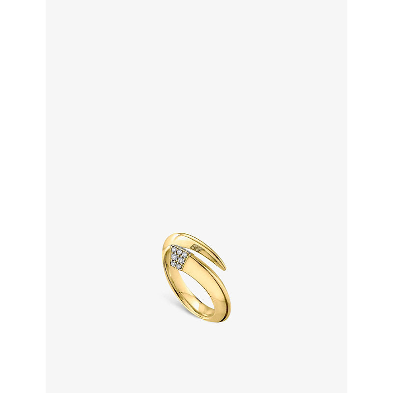 Shaun Leane Tusk yellow gold-plated vermeil silver and 0.08ct diamond ring