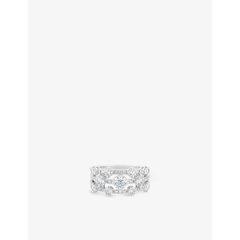 De Beers Jewellers Arpeggia Three-Row 18ct white-gold and 1.67~ct diamond ring