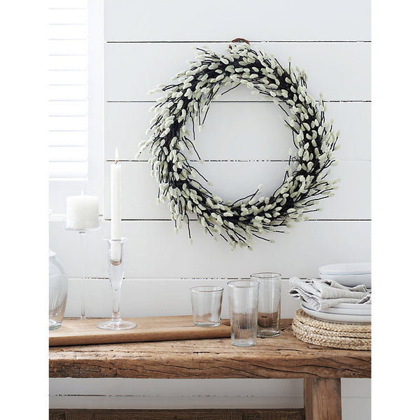 The White Company Pussy Willow polyethylene and natural vine Christmas wreath 50cm