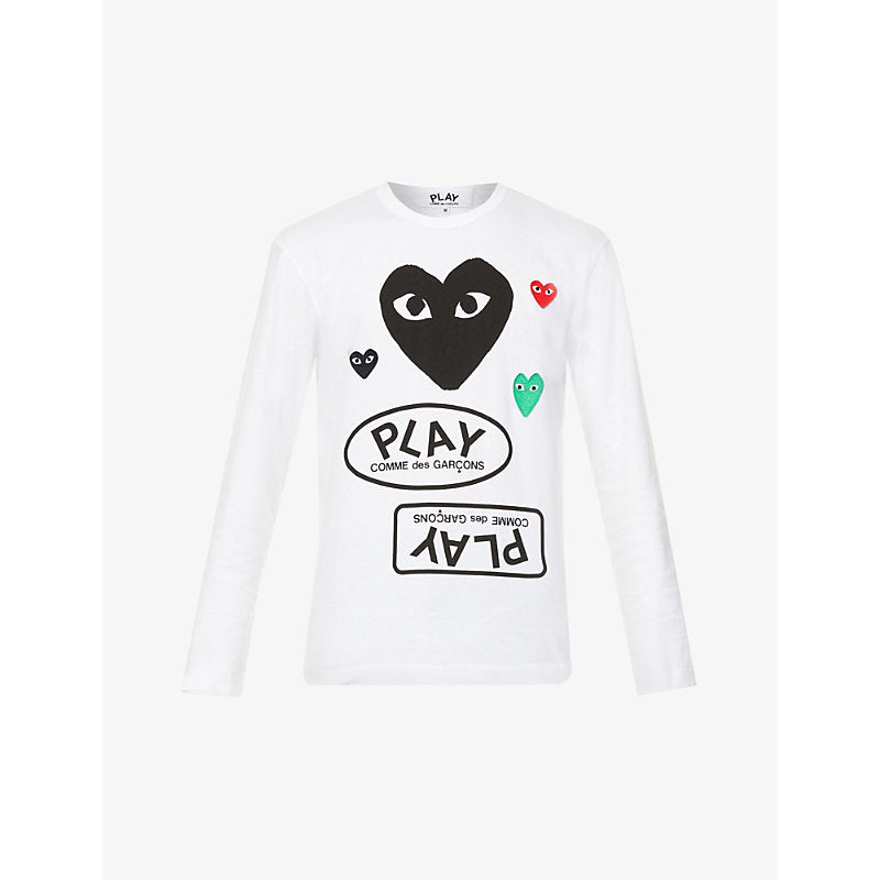  Comme Des Garcons Play Branded graphic-print cotton-jersey T-shirt