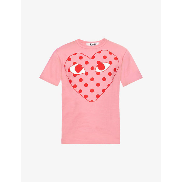 Comme Des Garcons Play Heart and polka-dot print cotton-jersey T-shirt