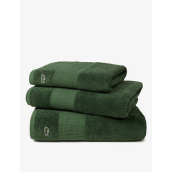 Lacoste Le Croco logo-embroidered organic cotton hand towel 50cm x 100cm