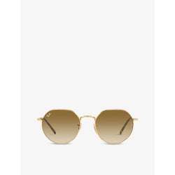  Ray-Ban RB3565 Jack hexagonal-frame gold-toned and acetate sunglasses