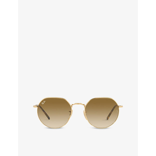  Ray-Ban RB3565 Jack hexagonal-frame gold-toned and acetate sunglasses