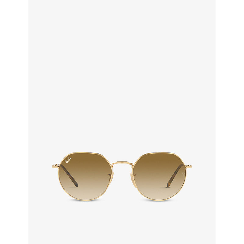  Ray-Ban RB3565 Jack hexagonal-frame gold-toned and acetate sunglasses