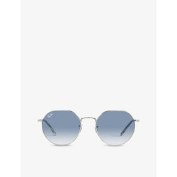  Ray-Ban RB3565 Jack hexagonal-frame silver-toned and acetate sunglasses