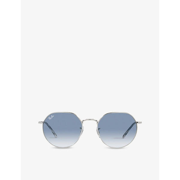  Ray-Ban RB3565 Jack hexagonal-frame silver-toned and acetate sunglasses