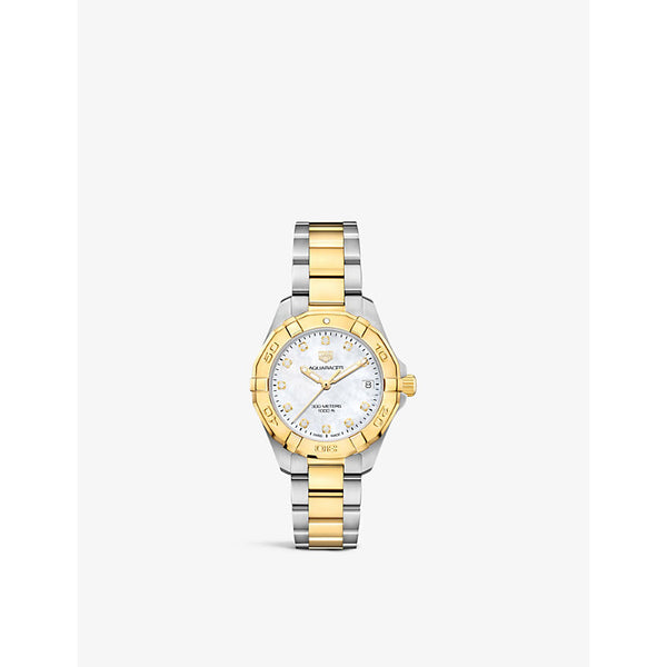 Tag Heuer WBD1322.BB0320 Aquaracer 18ct yellow gold-plated stainless steel and 0.11ct diamond quartz watch