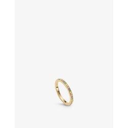 Monica Vinader Skinny gem-set 18ct gold-plated vermeil sterling-silver eternity ring