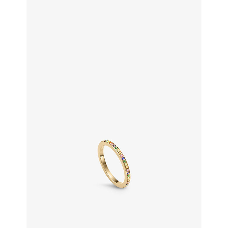 Monica Vinader Skinny gem-set 18ct gold-plated vermeil sterling-silver eternity ring