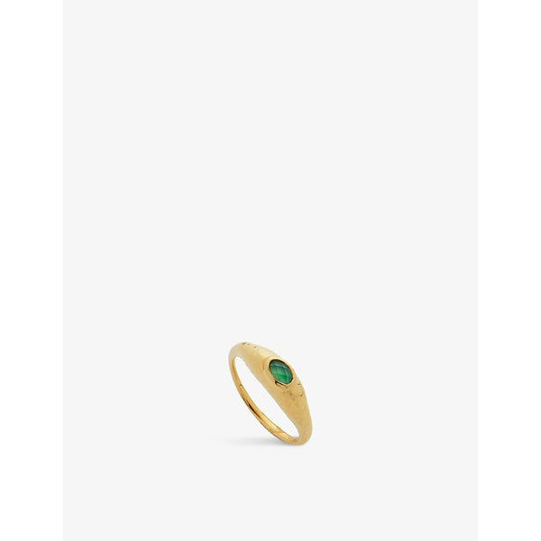 Monica Vinader Deia 18ct gold-plated vermeil silver and onyx ring