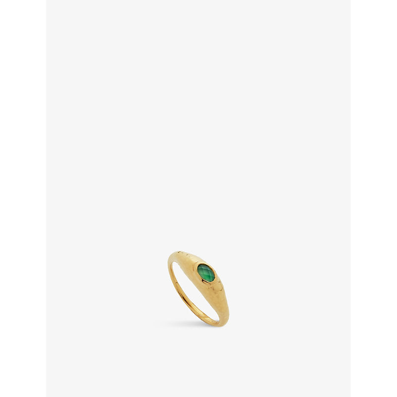 Monica Vinader Deia 18ct gold-plated vermeil silver and onyx ring