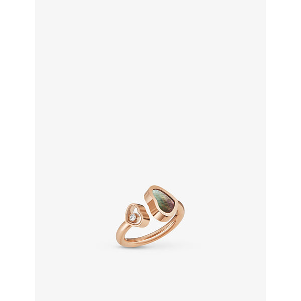 Chopard Happy Hearts 18ct rose-gold, 0.04ct diamond and mother-of-pearl ring