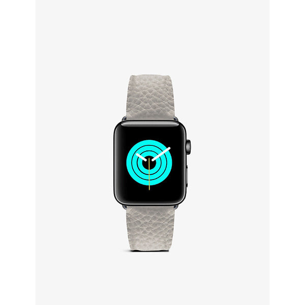 Mintapple Apple Watch grained-leather strap and stainless steel case