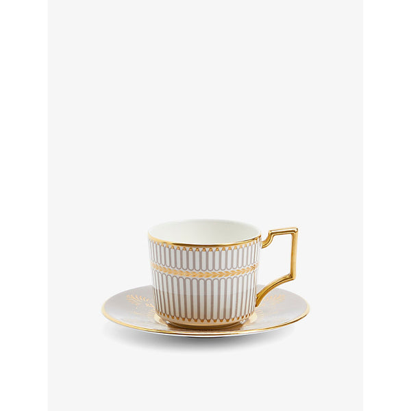 Wedgwood Anthemion Grey 22ct gold and bone china espresso cup and saucer set 7cm