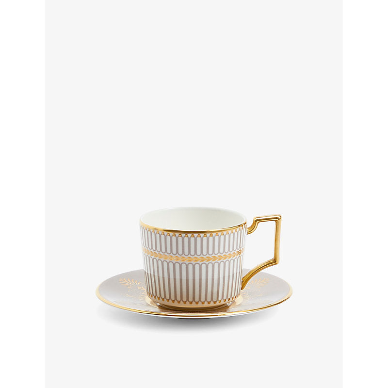 Wedgwood Anthemion Grey 22ct gold and bone china espresso cup and saucer set 7cm