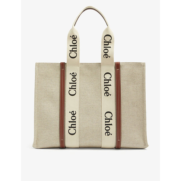 Chloe Woody large canvas and leather tote bag