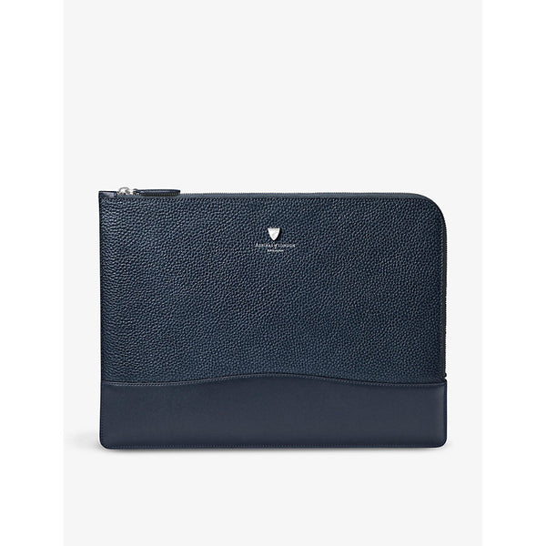 Aspinal Of London City large logo-embossed leather laptop case | Aspinal Of London