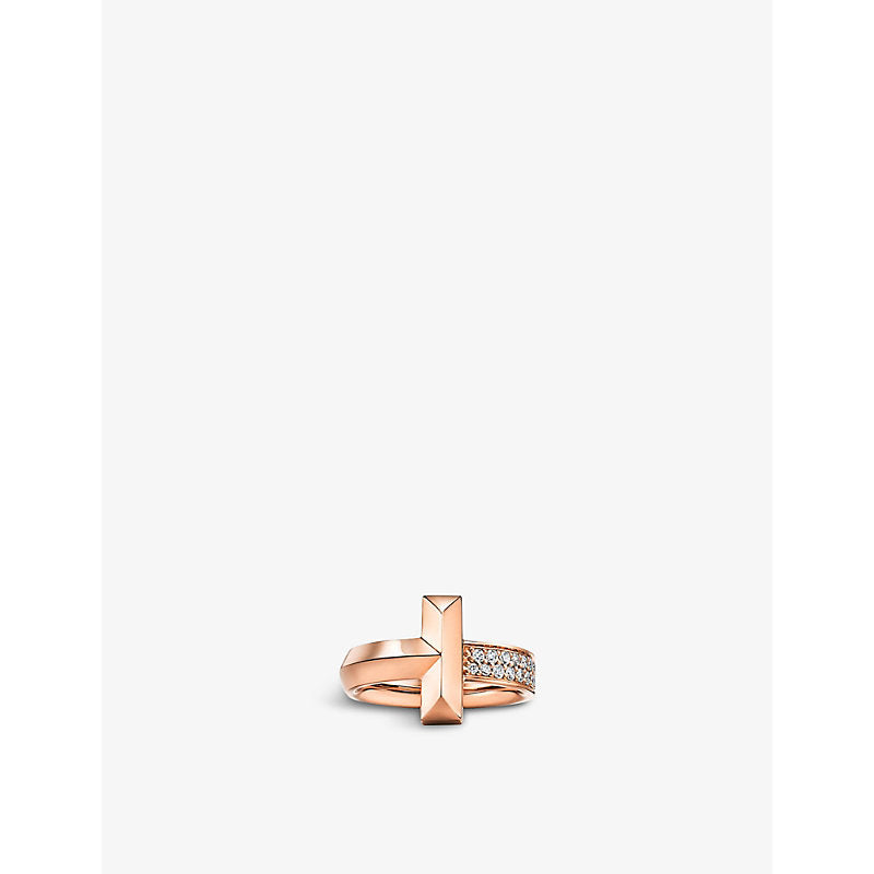 Tiffany & Co T1 Wide 18ct rose-gold and 0.19ct diamond ring