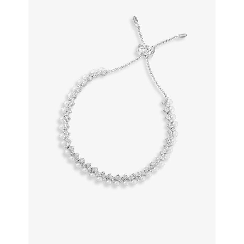  Apm Monaco Up And Down sterling silver white zirconia and fresh water pearl bracelet