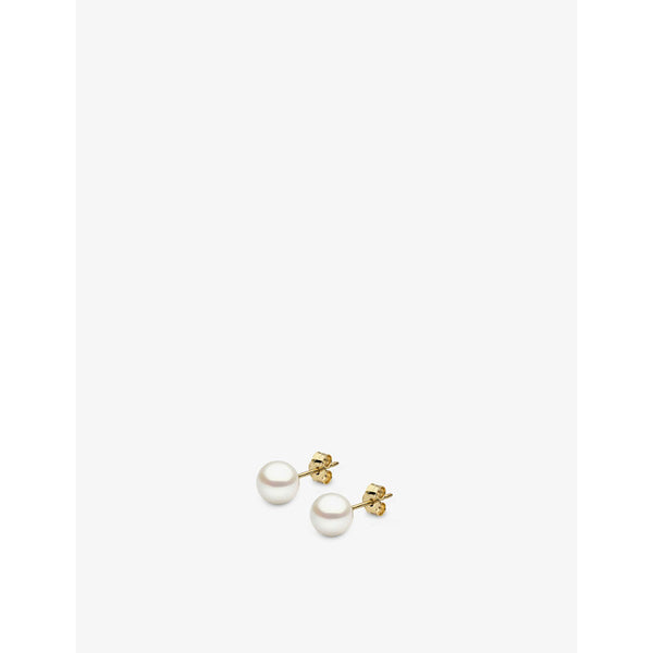 Yoko London 18ct yellow gold and Akoya pearl stud earrings