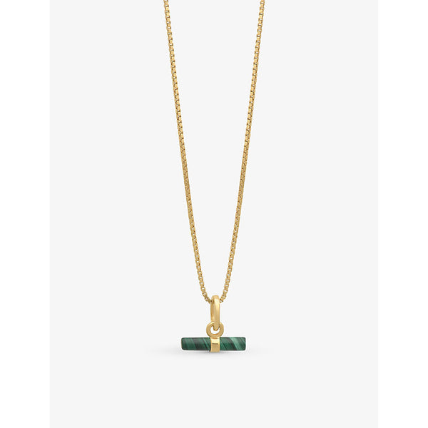 Rachel Jackson Mini T-bar 22ct gold-plated sterling silver and malachite necklace