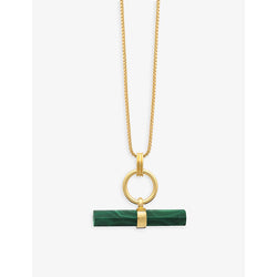  Rachel Jackson T-bar 22ct yellow gold-plated silver and malachite necklace