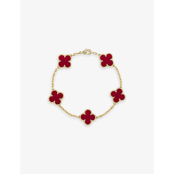 Van Cleef & Arpels Vintage Alhambra yellow-gold and carnelian bracelet