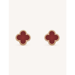 Van Cleef & Arpels Sweet Alhambra rose-gold and carnelian stud earrings