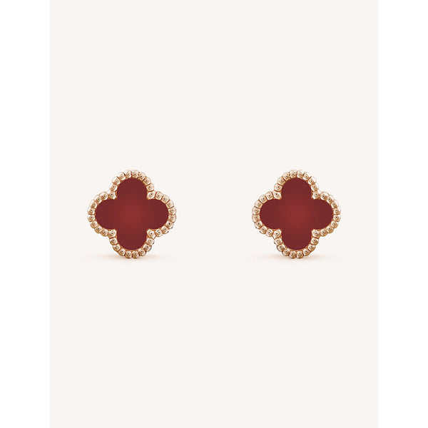 Van Cleef & Arpels Sweet Alhambra rose-gold and carnelian stud earrings