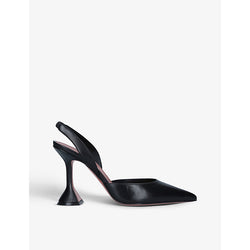 Amina Muaddi Holli pointed-toe leather slingback heels