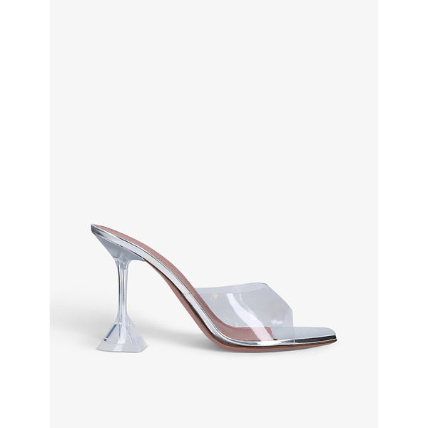 Amina Muaddi Lupita Glass square-toe PVC heeled mules