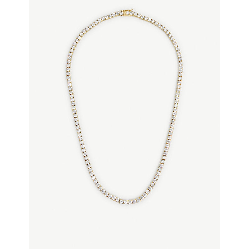 Oma The Label 18ct gold-plated brass and crystal tennis necklace