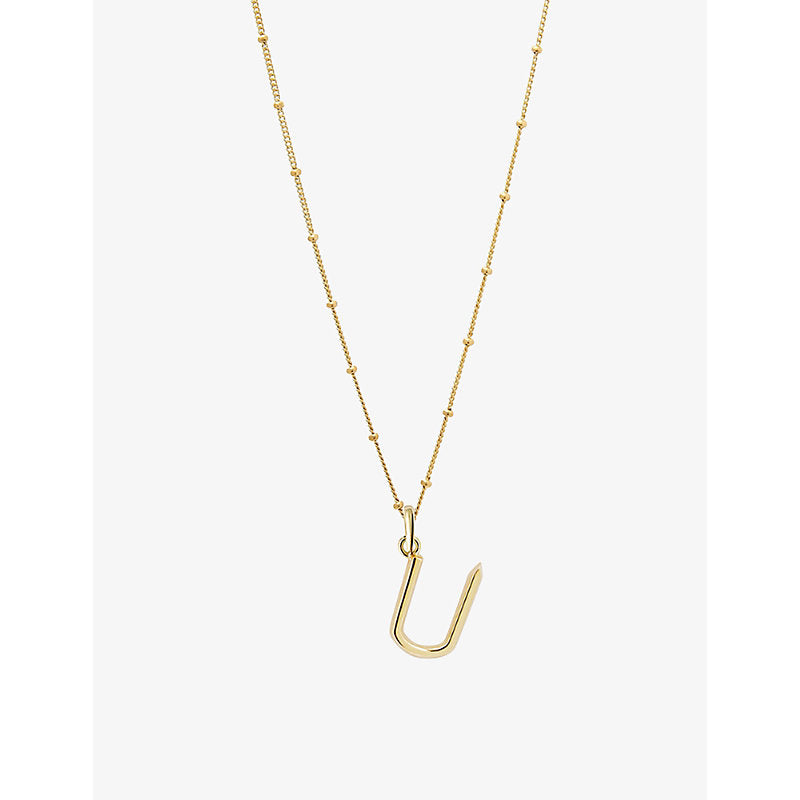  Edge Of Ember U initial 18ct yellow-gold plated vermeil recycled sterling-silver pendant necklace