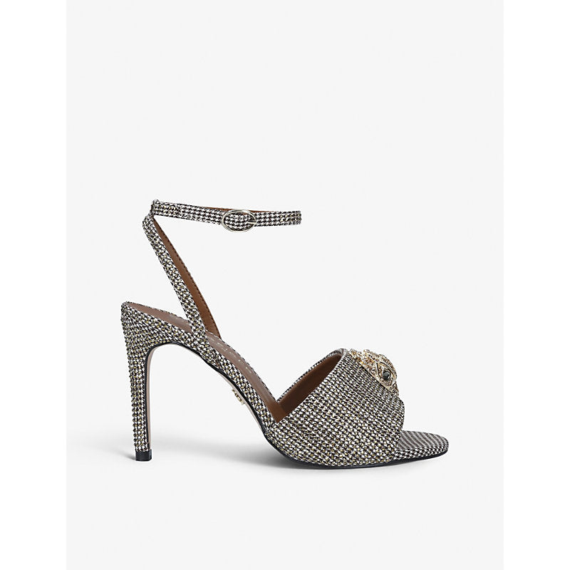  Kurt Geiger London Kensington hounds tooth check embellished heeled sandals