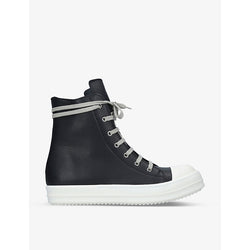  Rick Owens Grained leather high-top trainers