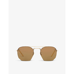 Womens Saint Laurent SL422 rimless aviator-frame metal sunglasses