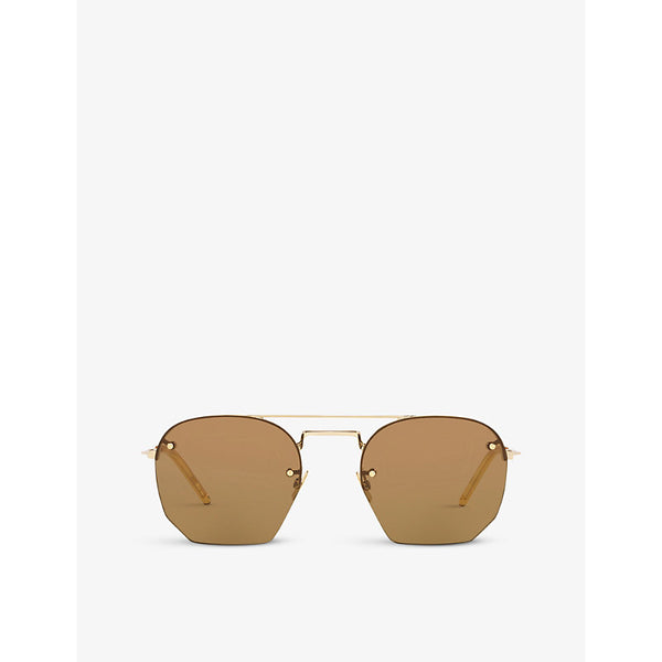  Saint Laurent SL422 rimless aviator-frame metal sunglasses