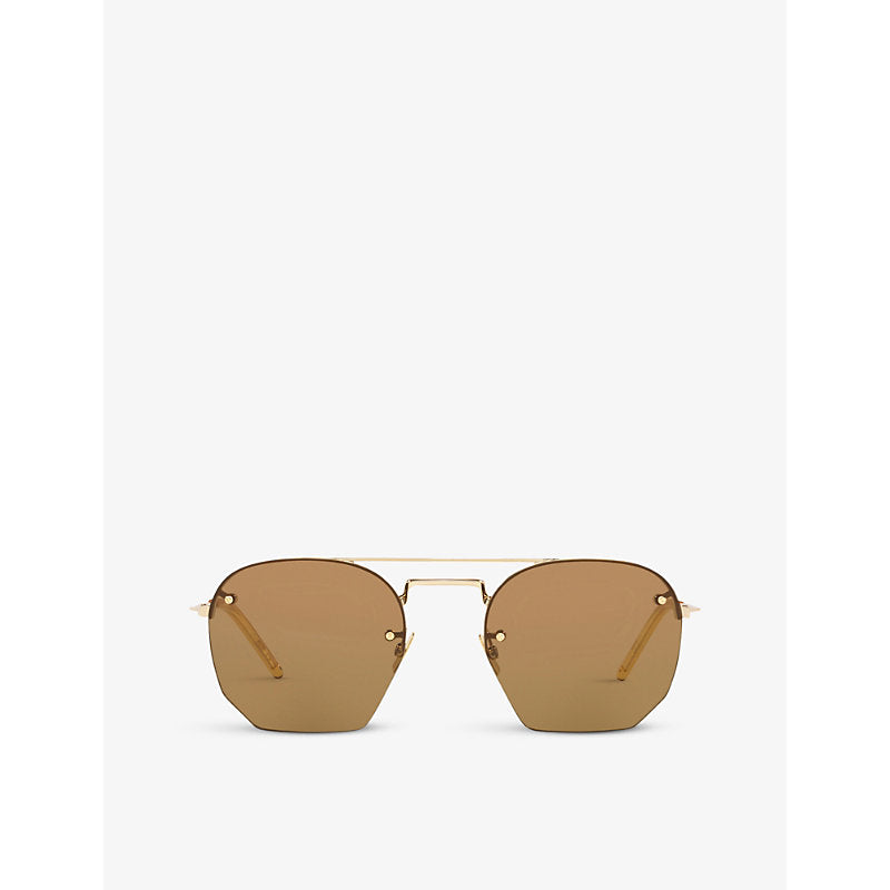  Saint Laurent SL422 rimless aviator-frame metal sunglasses