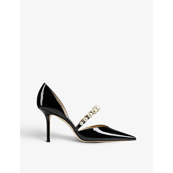 Jimmy Choo Aurelie 85 pearl-embellished patent-leather courts | JIMMY CHOO