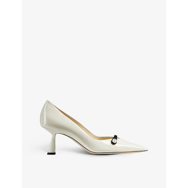 Jimmy Choo Rosalia 65 pearl-embellished patent-leather courts | JIMMY CHOO