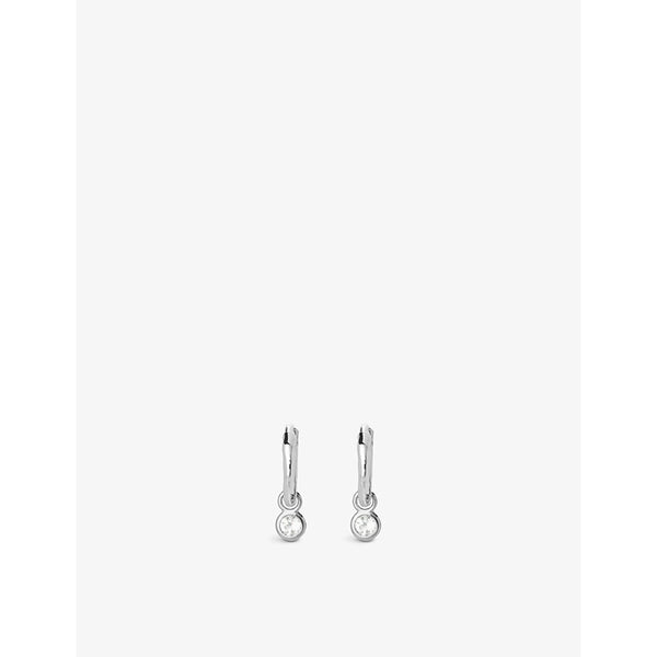 Monica Vinader Sterling silver and white topaz huggie earrings | MONICA VINADER