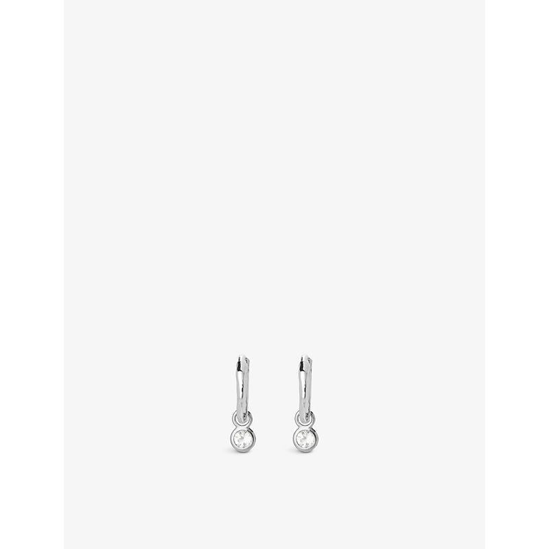 Monica Vinader Sterling silver and white topaz huggie earrings | MONICA VINADER