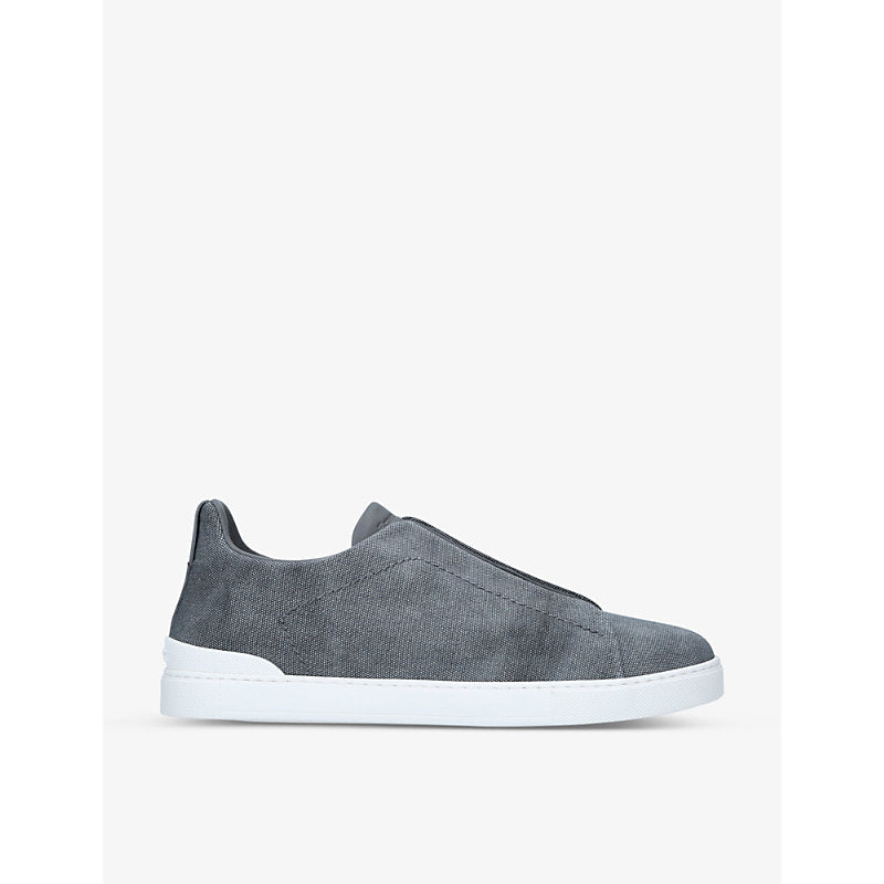  Zegna Triple stitch low-top cotton trainers