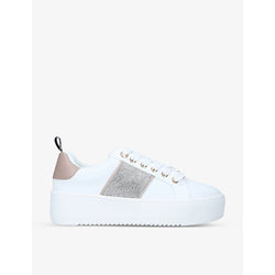 Kg Kurt Geiger Lighter embellished low-top faux-leather trainers | Kg Kurt Geiger