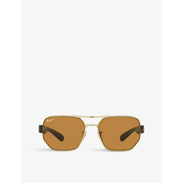 Ray-Ban RB3672 logo-plaque metal sunglasses | LYBSTORE